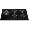 SIA GHG902BL 90cm Black 5 Burner Gas On Glass Hob With Cast Iron Pan Stands