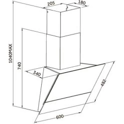 60cm Black Angled Cooker Hood With Sliding Glass Panel - SIA AGTC60BL -Kitchen Supplies Discount Store 65334668 3