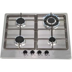SIA SSG601SS 60cm Stainless Steel 4 Burner Gas Hob With Cast Iron Pan Stands