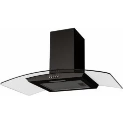 SIA CGH80BL 80cm Curved Glass Chimney Cooker Hood Extractor Fan In Black