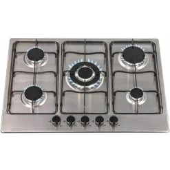 SIA SSG702SS 70cm 5 Burner Gas Hob In Stainless Steel With Enamel Pan Stands
