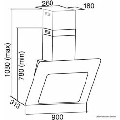 SIA AGE91BL 90cm Black 3 Colour LED Edge Lit Angled Glass Cooker Hood Extractor -Kitchen Supplies Discount Store 65334819 4