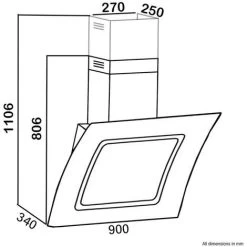 SIA 90cm Touch Control Black Angled Curved Glass Cooker Hood Kitchen Extractor -Kitchen Supplies Discount Store 65334820 4