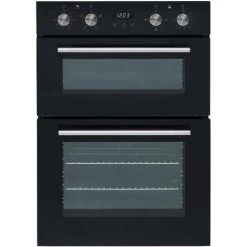 SIA DO102 60cm Black Built In Double Electric True Fan Oven With Digital Timer