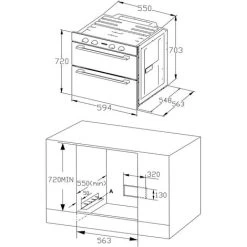 60cm Black Built Under Double Electric Fan Oven 85L - Montpellier DO3550UB -Kitchen Supplies Discount Store 65334857 5