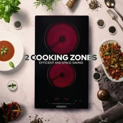 AREBOS Glass Ceramic Hob 3000 W 2 Hobs 30cm Autarkic With Sensor Touch Child Safety Lock Overheating Protection Auto Switch-off -Kitchen Supplies Discount Store 66438945 4