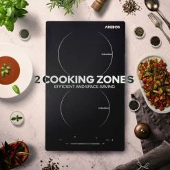 AREBOS Induction Hob 3000W 2 Hobs 30 Cm Autarkic With Sensor Touch Timer Child Safety Overheating Protection Auto Switch-off -Kitchen Supplies Discount Store 66647182 3