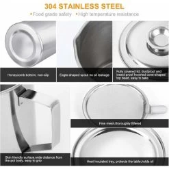 Bacon Grease Container With Stainless Steel Grease Strainer Perfect As Pan Grease Holder, Cooking Oil Keeper And Storage1.2L -Kitchen Supplies Discount Store 68106209 4