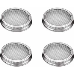 4 Stainless Steel Home Germination Jar Lids For Large Mouth Mason Jars