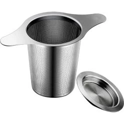 Extra Fine 18/8 Stainless Steel Tea Infuser Mesh Strainer With Large Capacity & Perfect Size Double Handles For Hanging On Teapots, Mugs, Cups To Steep Loose Leaf Tea And Coffee