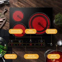 Built-in Ceramic Hob, 3 Zones Electric Cooktop In Black, 5400W Total Output, With Dual Zone Touch Control Timer Child Lock Gasland Chef CH603BF -Kitchen Supplies Discount Store 71426691 4