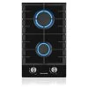 Built-in 2 Burner Gas Hob, Black Glass Gas Cooktop, Cooker With FFD And Cast Iron Pan Supports [Energy Class A+] Thermomate GHBG302 -Kitchen Supplies Discount Store 71426696 1