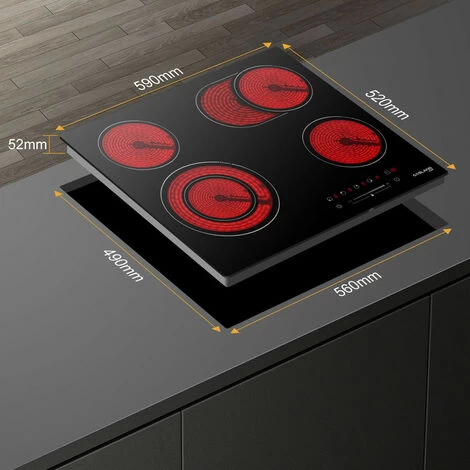 Built-in Ceramic Hob, 4 Zones Electric Cooktop In Black, 6600W Total Output, With Dual & Oval Zone Touch Control Timer Child Lock Gasland Chef CH604BF 7 Built-in Ceramic Hob, 4 Zones Electric Cooktop In Black, 6600W Total Output, With Dual & Oval Zone Touch Control Timer Child Lock Gasland Chef CH604BF - Image 5