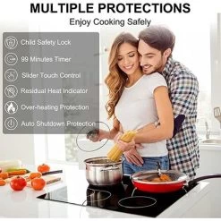 Ceramic Hob Built-in, Black Glass Electric Cooktop, 4 Zones Cooker Touch Controls With STOP+GO Function, Timer & Child Lock, 6.7kW [Energy Class A+] Thermomate CHTB604 -Kitchen Supplies Discount Store 71426704 4
