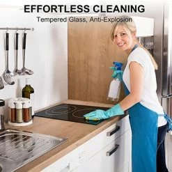 Ceramic Hob, 30cm Built-in 2 Zones Electric Cooktop Black Glass Cooker With Touch Controls & Timer, 3200W [Energy Class A+] Thermomate CHTB302 -Kitchen Supplies Discount Store 71426708 4