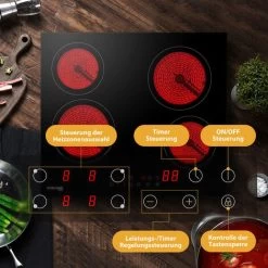 GASLAND Chef CH60BF 60cm Built-in Ceramic Hob, 4 Zones Electric Cooktop Sensor Touch Controls Timer Child Lock, 6kW -Kitchen Supplies Discount Store 71426709 4