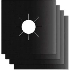 4Pcs Gas Hob Protector Teflon Silver Hob Gas Protector Gas Stove Protector Gas Stove Gas Burner Protector Non-stick Corrosion Protector (Black 2727cm)