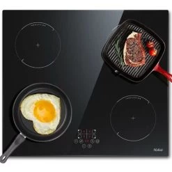 Induction Hob, 4 Zones Built-in Electric Hob 60cm Induction Cooker 6400w Touch Control, Child-safety Lock, Stop&go Function, Hard Wire, No Plug Included