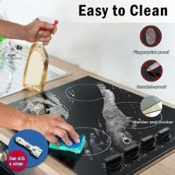 Karinear Ceramic Hob, Built-in 4 Burners Electric Hob 60cm Ceramic Cooker With Electronic Knob Controls, Residual Heat Indicator, 6000W, Hard Wired, No Plug Included -Kitchen Supplies Discount Store 72566704 4