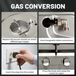 NOXTON Built-in 2 Burner Gas Cooker, Stainless Steel Gas Hob With Plug, Cast Iron Pan Support, Flame Out Protection, NG/LPG Kit -Kitchen Supplies Discount Store 72566706 4