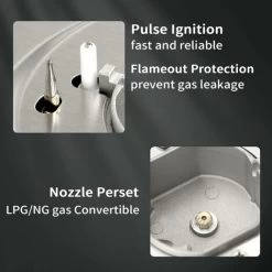 NOXTON Built-in 2 Burner Gas Cooker, Stainless Steel Gas Hob With Plug, Cast Iron Pan Support, Flame Out Protection, NG/LPG Kit -Kitchen Supplies Discount Store 72566706 5