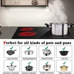 Electric Hob 4 Zone Ceramic Hob 60 Cm With Touch Control 6000W 9 Power Levels Safety Lock Auto Switch Off Safety Residual Heat Indicator Hard Wire, No Plug Included -Kitchen Supplies Discount Store 72566707 3