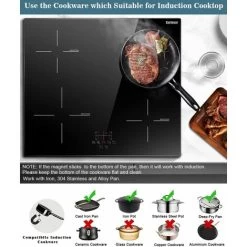Induction Hob, Karinear 4 Burner Induction Cooker, Built-in Induction Hob, Electric Hob With Touch Control, Timer, Child Lock, 6600W -Kitchen Supplies Discount Store 72566713 5