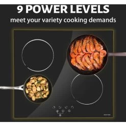 NOXTON Ceramic Hob, Built-in 4 Zone Electric Hobs 60cm Black Glass Panel Cooker With Touch Controls -Kitchen Supplies Discount Store 72566716 5