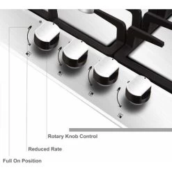 NOXTON Built-in 4 Burner Gas Cooker, Stainless Steel Gas Hob With Flame Out Protection, Cast Iron Pan Support, NG/LPG Kit, 59cm X 51cm -Kitchen Supplies Discount Store 72566718 4