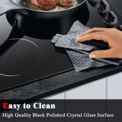 Ceramic Hob 4 Zones Electric Hob With Knobs Built In 6000W Ceramic Hob 60cm With Non-abrasive Black Glass Auto Switch Off Safety Hard Wire, No Plug Included -Kitchen Supplies Discount Store 72566724 4