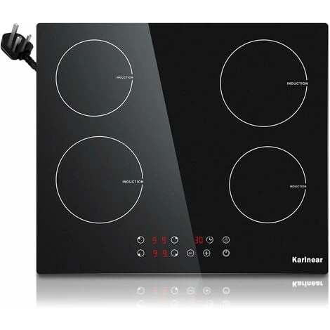 Karinear Plug In Induction Hob, 60cm 4 Zones Electric Hob With Touch Control, Black Vitro Ceramic Glass 3 Karinear Plug In Induction Hob, 60cm 4 Zones Electric Hob With Touch Control, Black Vitro Ceramic Glass