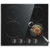 Induction Hob Black Glass Electric Cooktop Built-in 4 Zone Electric Hob With Knob 60cm, 7200W, Hard Wire, No Plug Included -Kitchen Supplies Discount Store 73150172 1