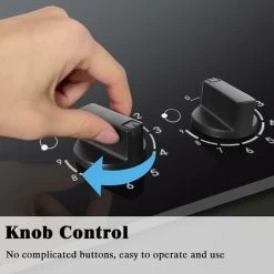 Induction Hob Black Glass Electric Cooktop Built-in 4 Zone Electric Hob With Knob 60cm, 7200W, Hard Wire, No Plug Included -Kitchen Supplies Discount Store 73150172 3