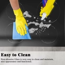 Induction Hob Black Glass Electric Cooktop Built-in 4 Zone Electric Hob With Knob 60cm, 7200W, Hard Wire, No Plug Included -Kitchen Supplies Discount Store 73150172 4