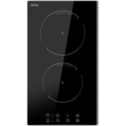 2 Zone Induction Hob, Hobsir Electric Hob 30cm, Built-in Induction Cooker, Touch Control, 9 Heating Levels, Safety Lock, Timer, 3500W, Hard Wire, No Plug Included