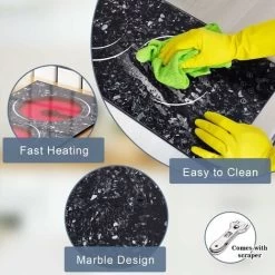 2 Zone Ceramic Hob, Hobsir Built-in Electric Hob 30cm, Marble, 3200W, Touch Control, Doul Zone, 9 Heating Levels, Safety Lock,Timer, Hard Wire, No Plug Included, LH07 -Kitchen Supplies Discount Store 73150174 4