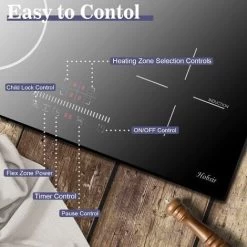 Plug In Induction Hob, Hobsir 4 Zones Electric Hob 60cm With Flexible Zone For Griddle Plate, Bulit-in, 2800W, Slider Touch, Timer, Child-safety Lock, Pause Function,13 Amp -Kitchen Supplies Discount Store 73150179 5