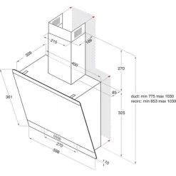 Hotpoint Angled Cooker Hood Kitchen Extractor Fan In Black / SS - PHVP 6.6F LM K -Kitchen Supplies Discount Store 78211309 5