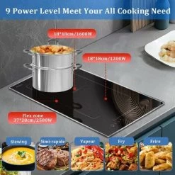 Plug In Induction Hob, Hobsir 2 Zone Electric Hob 30cm, Double Induction Hob With Stainless Steel Frame, Flexible Zone, Bulit-in, 2800W, Slider Touch, Timer, Pause Function, Child-safety Lock, 13 Amp -Kitchen Supplies Discount Store 81851227 4
