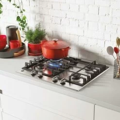 Hoover 60cm 4 Burner Gas Hob In Stainless Steel, Cast Iron Grids - HHG6BRK3X -Kitchen Supplies Discount Store 86105410 3