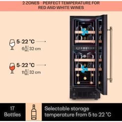 Klarstein Vinovilla 17 Built-In Duo Vilhelmine Edition Wine Fridge 17 Bottles 3-Colour Glass Door -Kitchen Supplies Discount Store 87106525 3