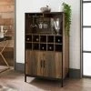 Wine Cabinet Drink Bottle Storage Unit Glass Door 10 Shelves 2 Doors Rustic Oak -Kitchen Supplies Discount Store 89367526 1