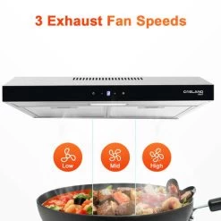 Gasland Chef SR60SS Visor Cooker Hoods 60cm, Quiet Cooker Hood Exhaust 202 M³/h With Carbon Filters Recirculating, 3 Levels Touch Control Undercabinet Extractor Stainless Steel Silver Glass Screens [E -Kitchen Supplies Discount Store 90748752 4