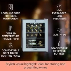 Klarstein Shiraz 16 Quartz Wine Fridge 42l Touch Control Panel 160 W 5-18 °C -Kitchen Supplies Discount Store 92512589 2