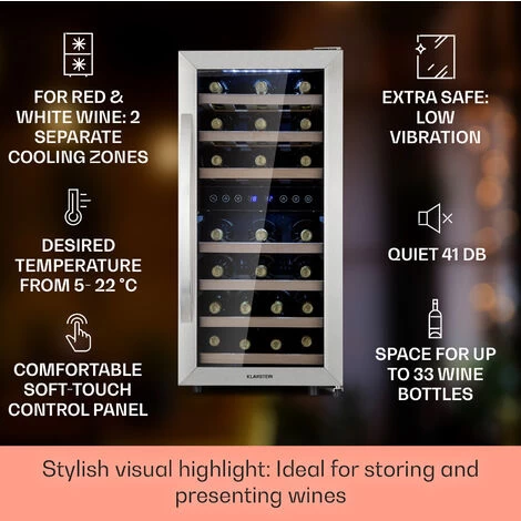 Klarstein Vinamour 33 Duo Wine Fridge 2 Zones 89 L / 33 Bottles 5-18°C Touch 4 Klarstein Vinamour 33 Duo Wine Fridge 2 Zones 89 L / 33 Bottles 5-18°C Touch - Image 2