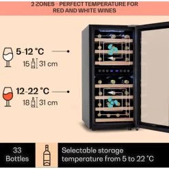 Klarstein Vinamour 33 Duo Wine Fridge 2 Zones 89 L / 33 Bottles 5-18°C Touch 9 Klarstein Vinamour 33 Duo Wine Fridge 2 Zones 89 L / 33 Bottles 5-18°C Touch -Kitchen Supplies Discount Store 92881315 3