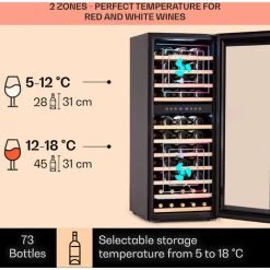 Klarstein Barossa 73 Duo Wine Refrigerator 2 Zones 192 Litres 73 Bottles Touch Display -Kitchen Supplies Discount Store 92881332 3