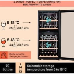 Klarstein Barossa 79 Duo Wine Fridge 79 Bottles 204 Litres 2 Zones -Kitchen Supplies Discount Store 93314361 3