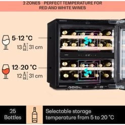 Klarstein Rhône 25 Duo Wine Cooler Compression Cooling 2 Zones 75 Litres / 25 Bottles -Kitchen Supplies Discount Store 93339062 3