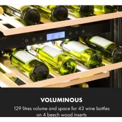 Klarstein Vinovilla 43 Built-In Duo Onyx Edition Wine Fridge 129 Litres 43 Bottles 2 Zones -Kitchen Supplies Discount Store 93825058 5